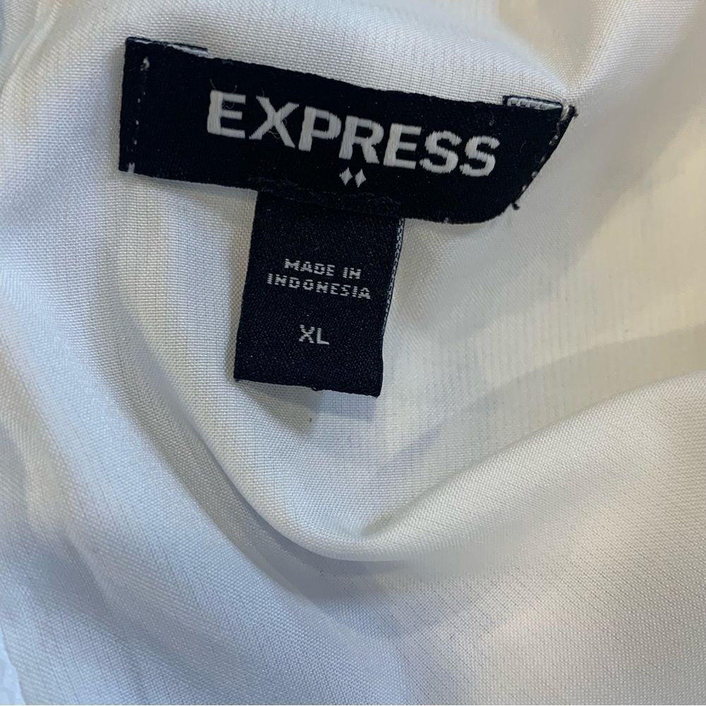 EXPRESS Blue and White Floral Tiered Ruffle Dress Size XL - Picture 9 of 10